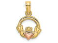 FJC Finejewelers 14k Two-tone Gold Claddagh Charm with Pink Heart