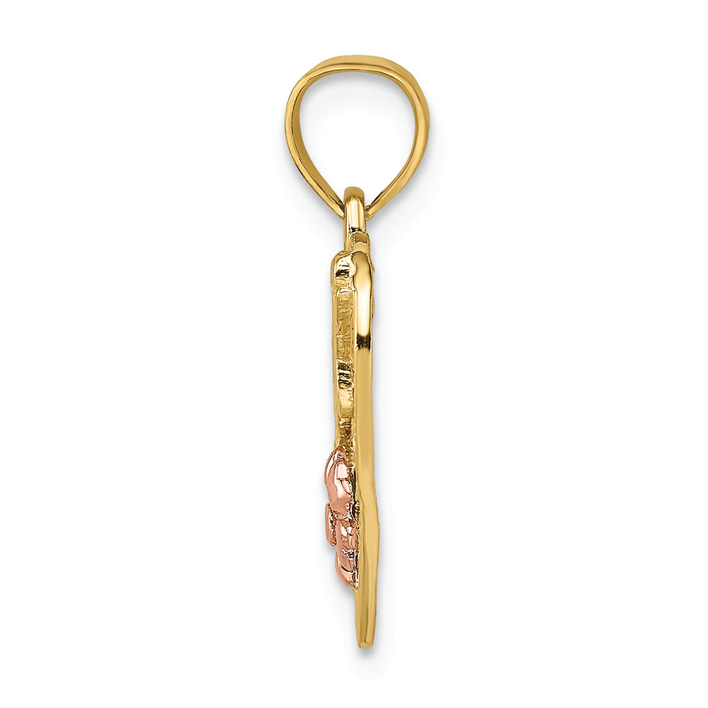 FJC Finejewelers 14k Two-tone Gold #1 Wife In Heart with Pink Flower Charm