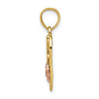 FJC Finejewelers 14k Two-tone Gold #1 Wife In Heart with Pink Flower Charm