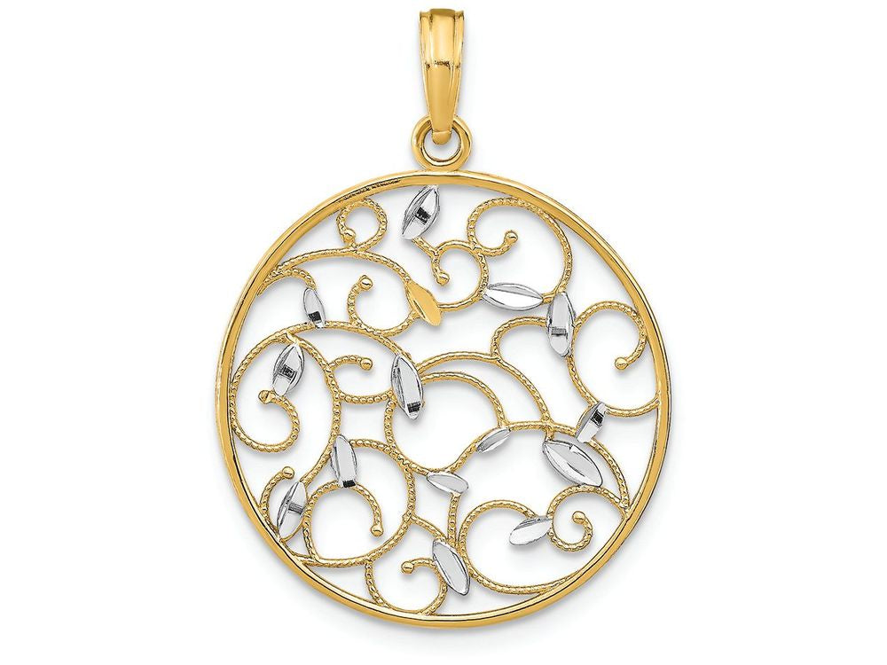 FJC Finejewelers 14k Two-tone Gold Round Cut-out Floral Medallion Charm