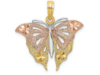 FJC Finejewelers 14k Two-tone Gold Butterfly with Rose Color Wingstri-color Charm