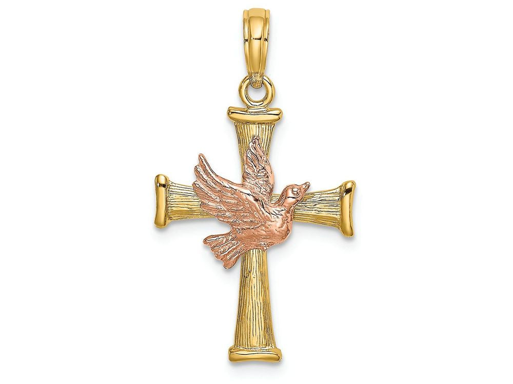 FJC Finejewelers Cross with Pink Dove Finish Charm