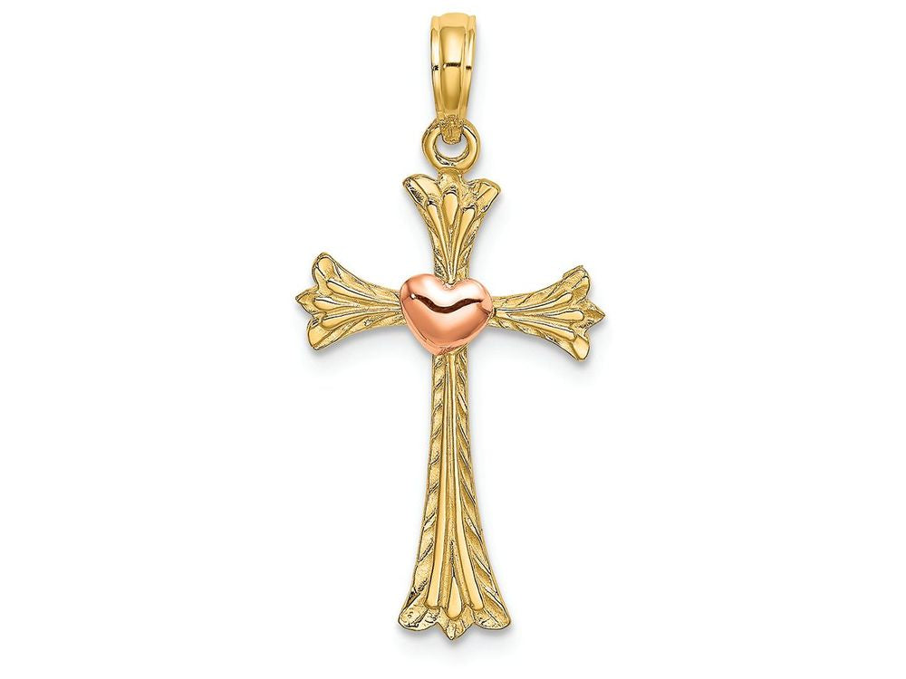 FJC Finejewelers Cross with Pink Heart Charm