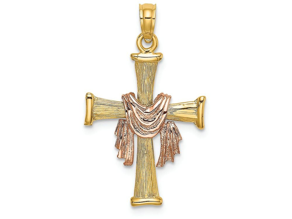 FJC Finejewelers Cross with Pink Drape Finish Charm