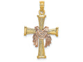 FJC Finejewelers Cross with Pink Drape Finish Charm