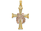 FJC Finejewelers Cross with Pink Drape Finish Charm