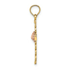 FJC Finejewelers Twisted Cross with Pink Flower Charm