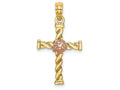 FJC Finejewelers Twisted Cross with Pink Flower Charm
