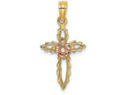 FJC Finejewelers Cross with Pink Flower Center Charm