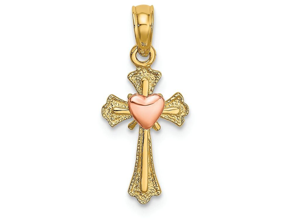FJC Finejewelers Cross with Pink Heart Center Charm