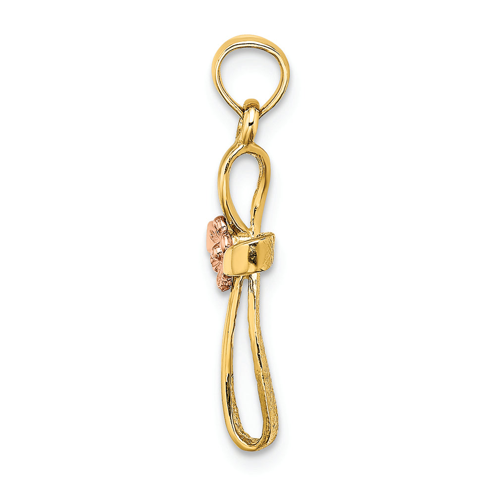 FJC Finejewelers Twisted Cross with Pink Flower Center Charm