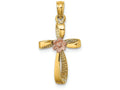 FJC Finejewelers Twisted Cross with Pink Flower Center Charm