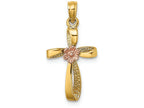 FJC Finejewelers Twisted Cross with Pink Flower Center Charm