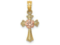 FJC Finejewelers Cross with Small Pink Flower Center Charm