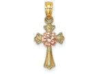 FJC Finejewelers Cross with Small Pink Flower Center Charm
