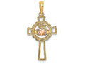 FJC Finejewelers Cross with Claddagh Pink Heart Charm