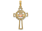 FJC Finejewelers Cross with Claddagh Pink Heart Charm