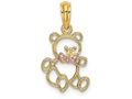 FJC Finejewelers 14k Two-tone Gold Teddy Bear with Pink Bow Tie Charm