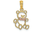 FJC Finejewelers 14k Two-tone Gold Teddy Bear with Pink Bow Tie Charm