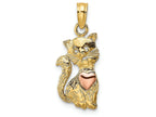 FJC Finejewelers 14k Two-tone Gold Cat with Pink Heart Eyes Charm