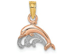 FJC Finejewelers 14 Kt Tri Color Gold Pink Dolphin with Wave Charm