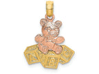 FJC Finejewelers 14k Two-tone Gold Pink Teddy Bear with Abc Blocks Charm