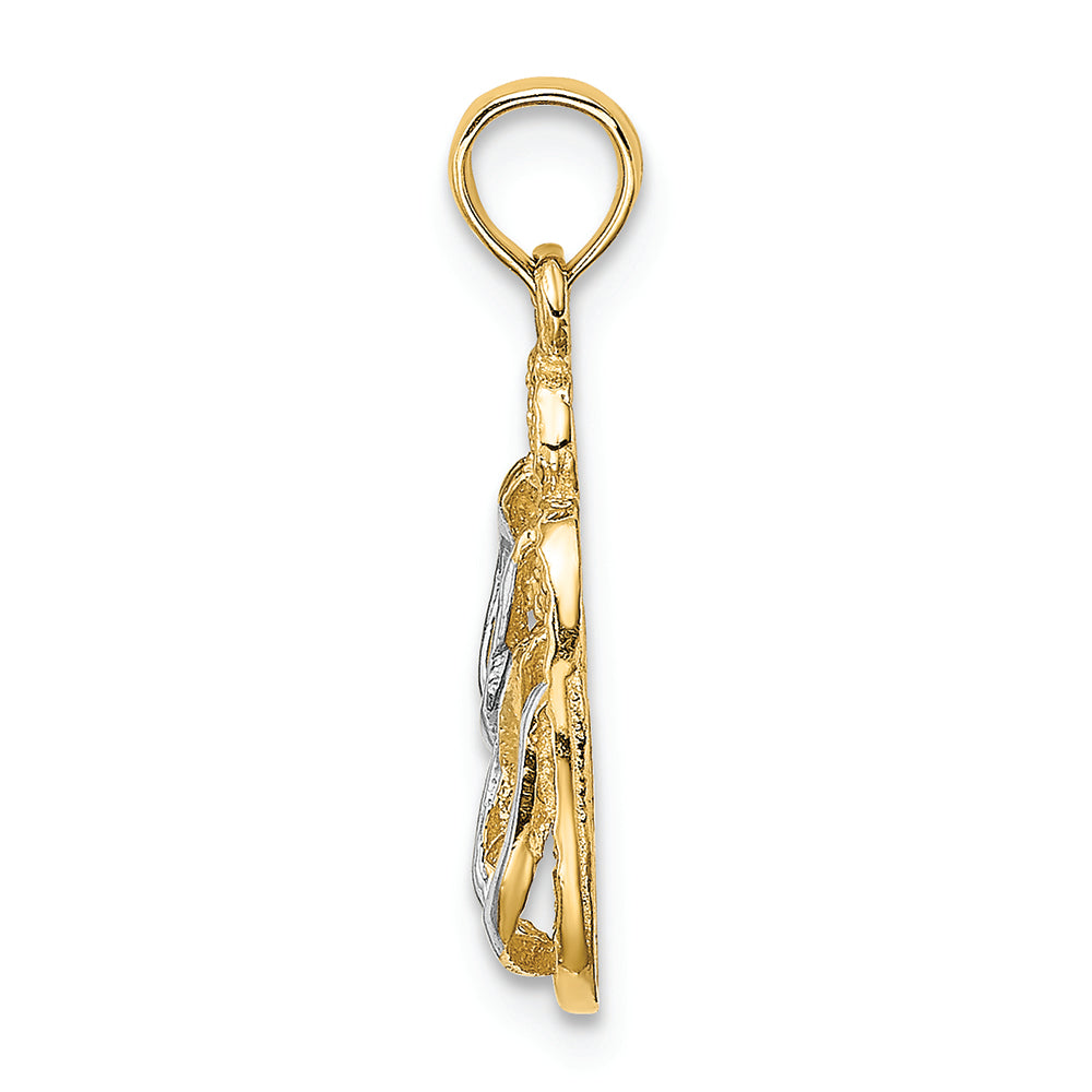 FJC Finejewelers 14k Two-tone Gold Sanibel Island Double Flip-flop (white Straps) Charm