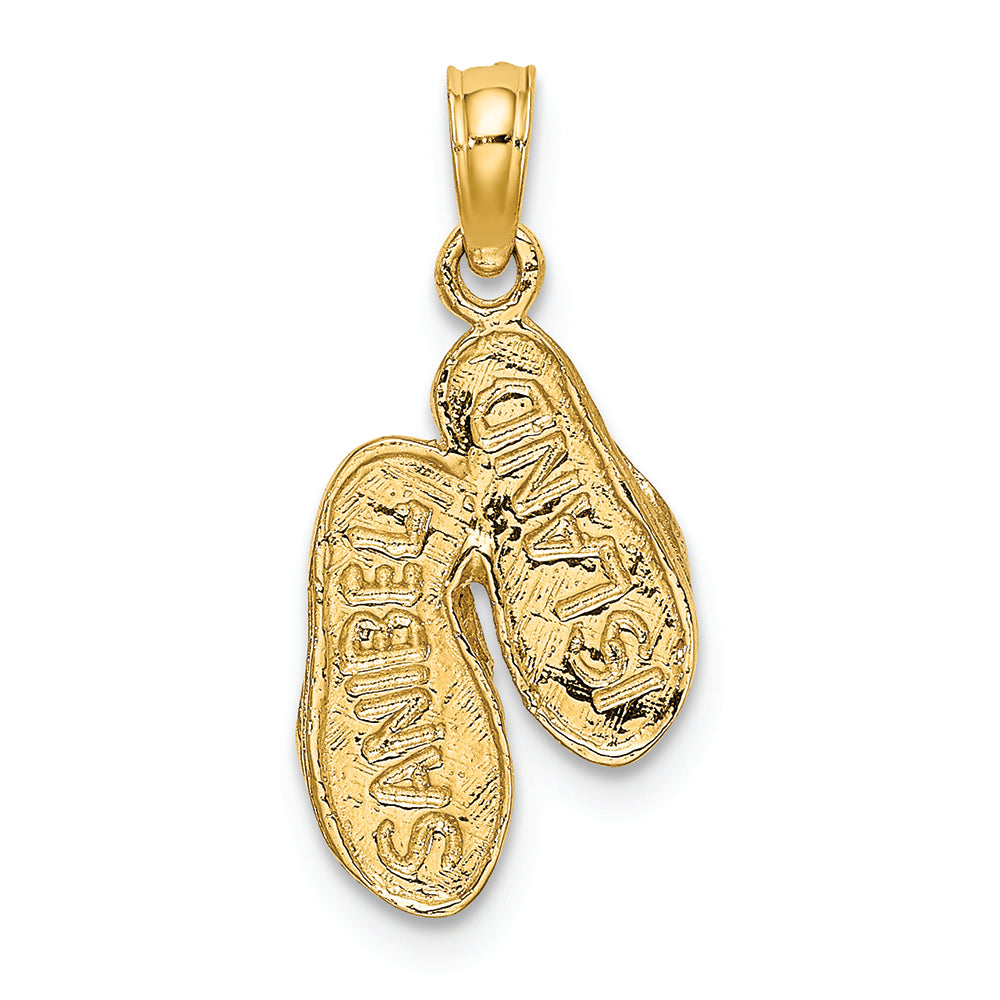 FJC Finejewelers 14k Two-tone Gold Sanibel Island Double Flip-flop (white Straps) Charm
