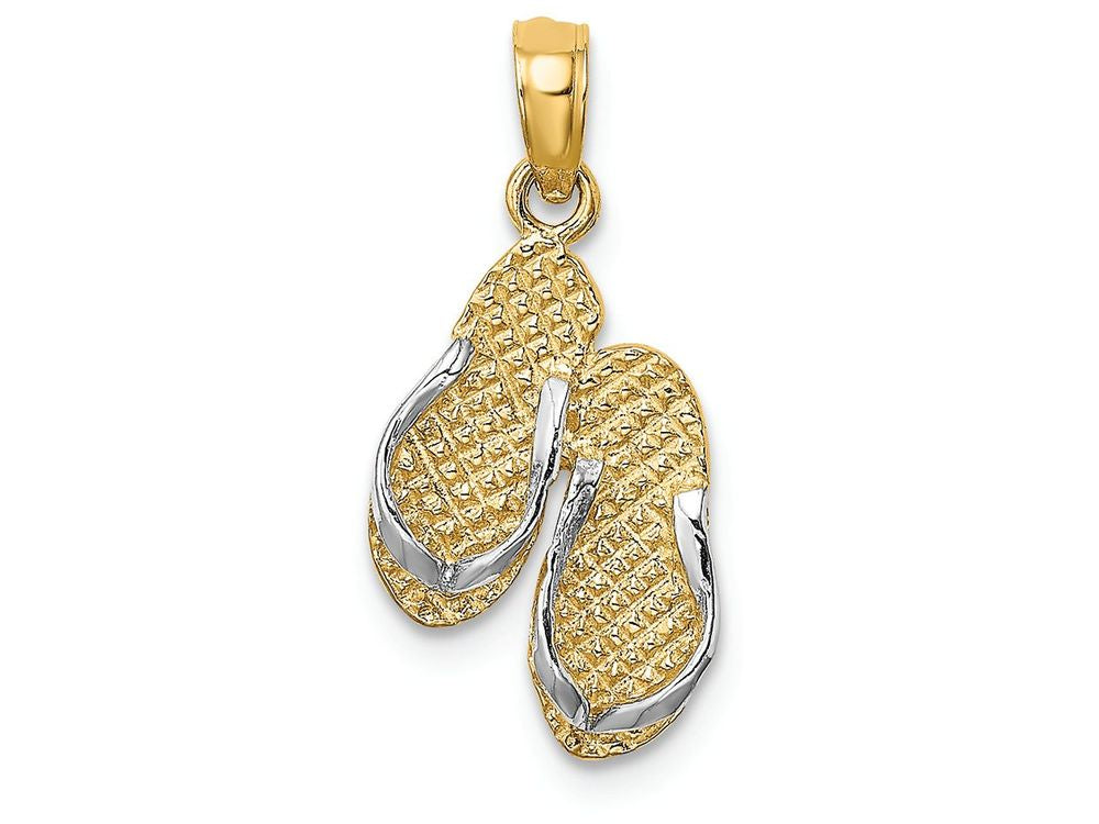 FJC Finejewelers 14k Two-tone Gold Sanibel Island Double Flip-flop (white Straps) Charm