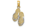FJC Finejewelers 14k Two-tone Gold Sanibel Island Double Flip-flop (white Straps) Charm