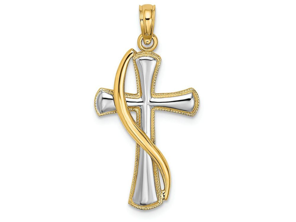 FJC Finejewelers Yellow Drape Over White Cross Polish Two-color Charm