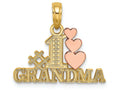 FJC Finejewelers 14k Two-tone Gold #1 Grandma with Three Pink Hearts Charm