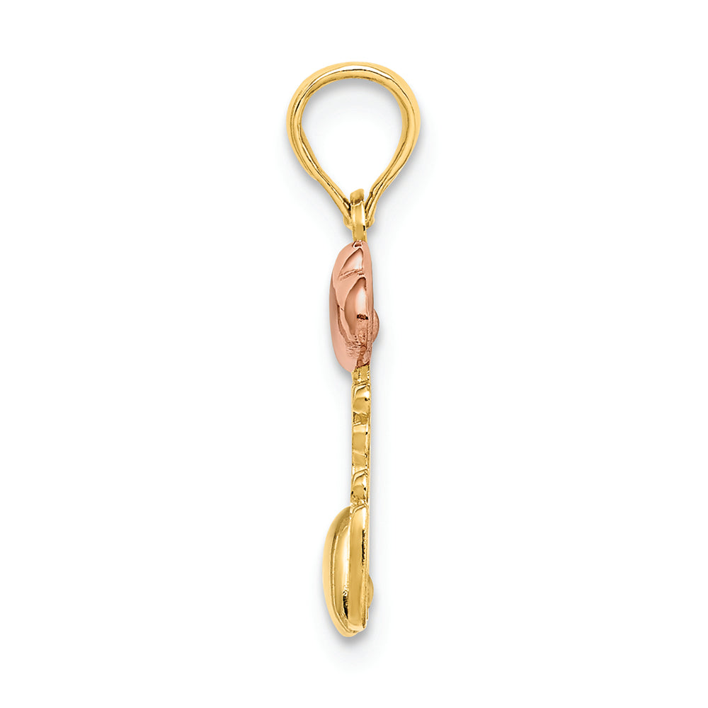 FJC Finejewelers 14k Two-tone Gold with Rhodium I Love You with Pink White Hearts (tri-color) Charm