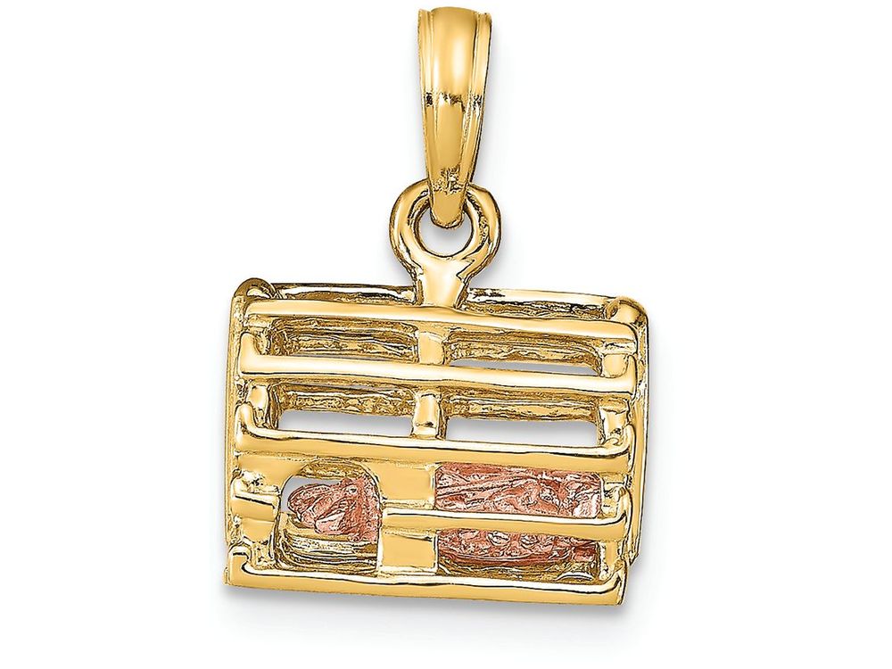 FJC Finejewelers 14k Two-tone Gold 3d Lobster(pink)in Trap Moveable Charm