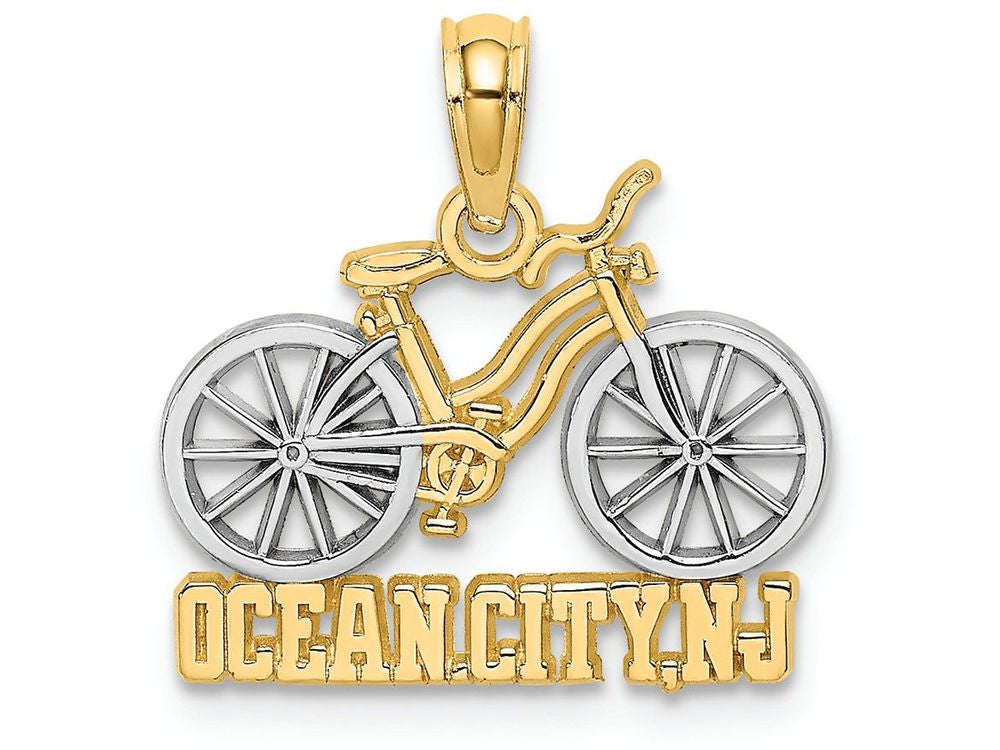 FJC Finejewelers 14k Two-tone Gold Ocean City Nj Under Bicycle Tires Charm