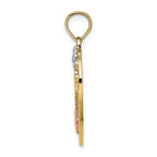 FJC Finejewelers 14k Two-tone Gold #1 Mom On Heart with Flowers Tri-color Charm