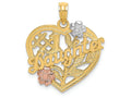 FJC Finejewelers 14k Two-tone Gold #1 Daughter On Heart with Flowers Charm