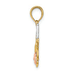 FJC Finejewelers 14k Two-tone Gold #1 Mom with Pink Flowertri-color Charm