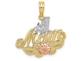 FJC Finejewelers 14k Two-tone Gold #1 Mom with Pink Flowertri-color Charm