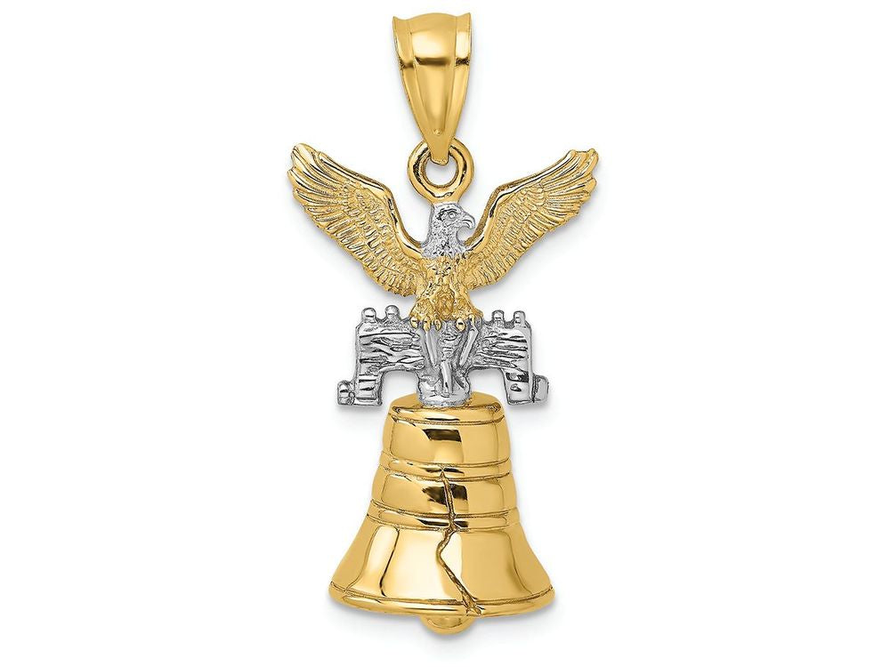 FJC Finejewelers 14k Two-tone Gold 3d Liberty Bell with Crack Spread Eagle Topmoveable Charm