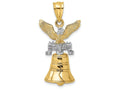 FJC Finejewelers 14k Two-tone Gold 3d Liberty Bell with Crack Spread Eagle Topmoveable Charm