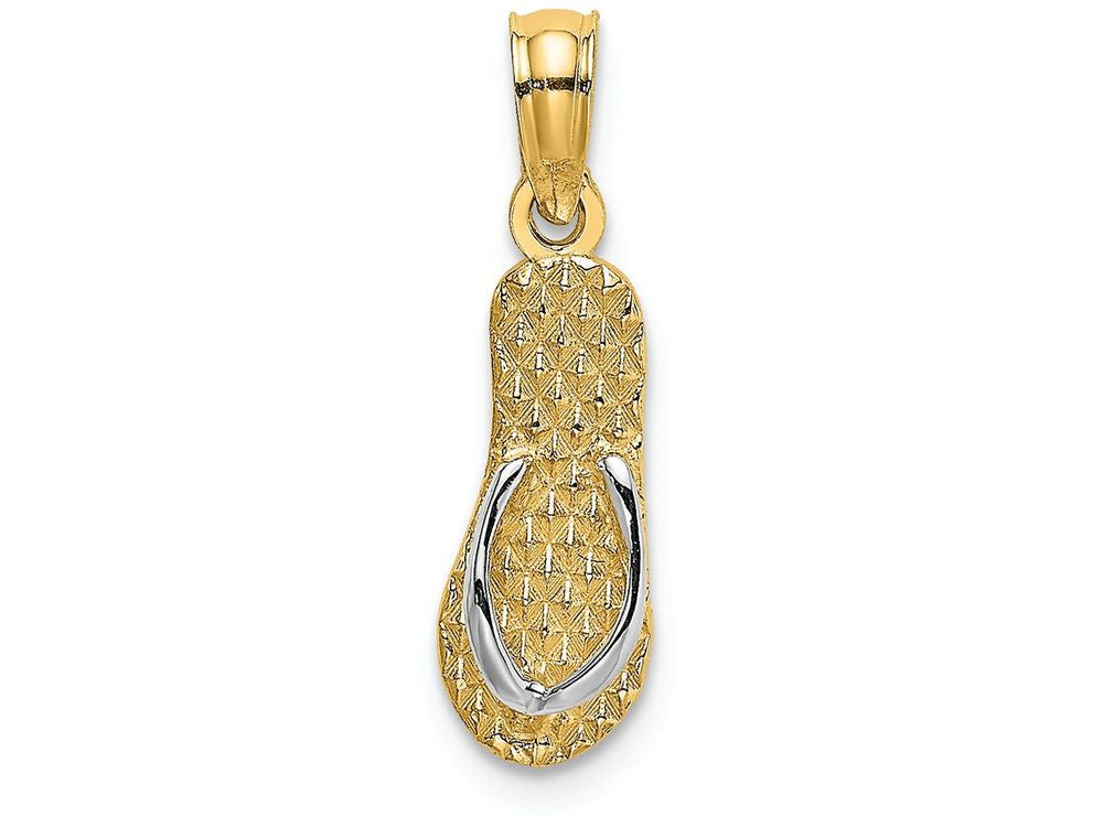 FJC Finejewelers 14k Yellow Gold with Rhod Hawaii Single Flip-flop (white Straps) Charm