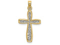FJC Finejewelers 14k Yellow Gold with with Rhodium Cross Filigree Center Yellow Border Charm
