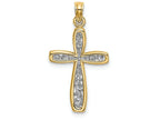 FJC Finejewelers 14k Yellow Gold with with Rhodium Cross Filigree Center Yellow Border Charm