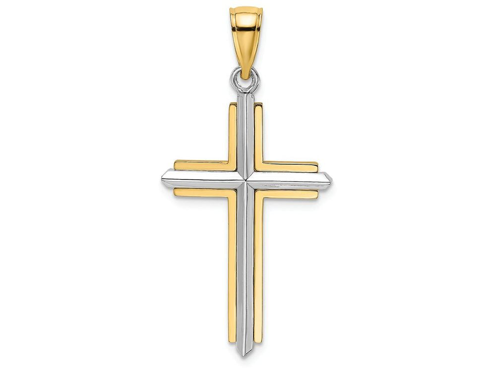 FJC Finejewelers White Stick Cross with Yellow Frame Charm