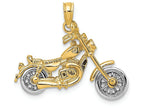 FJC Finejewelers 14k Two-tone Gold 3d Motorcycle with Moveable White Tires Charm