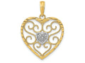 FJC Finejewelers 14k Two-tone Gold Filigree Beaded Heart Two-color Charm