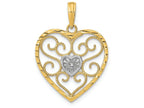 FJC Finejewelers 14k Two-tone Gold Filigree Beaded Heart Two-color Charm