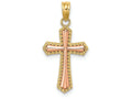 FJC Finejewelers Beaded Trim Cross withpink Center Charm