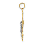 FJC Finejewelers 14k Two-tone Gold Crucifix with Lace Trim White Jesus Charm